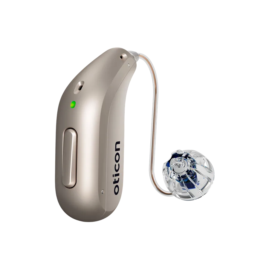Oticon Intent miniRITE en acabado Chroma Beige — imagen oficial de producto de Oticon